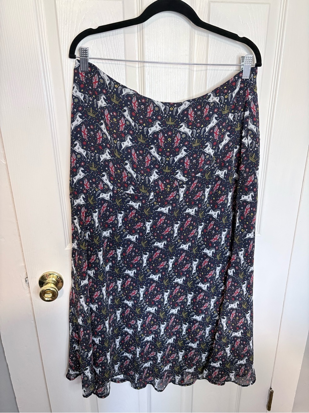 Boden Equestrian Union Jack Horse Print Midi Skirt Size US 12R - Picture 3 of 10